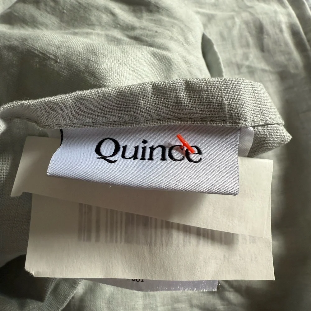 Quince Pale Blue/Green 100% Linen Duvet Cover & Pillowcase Set New- King